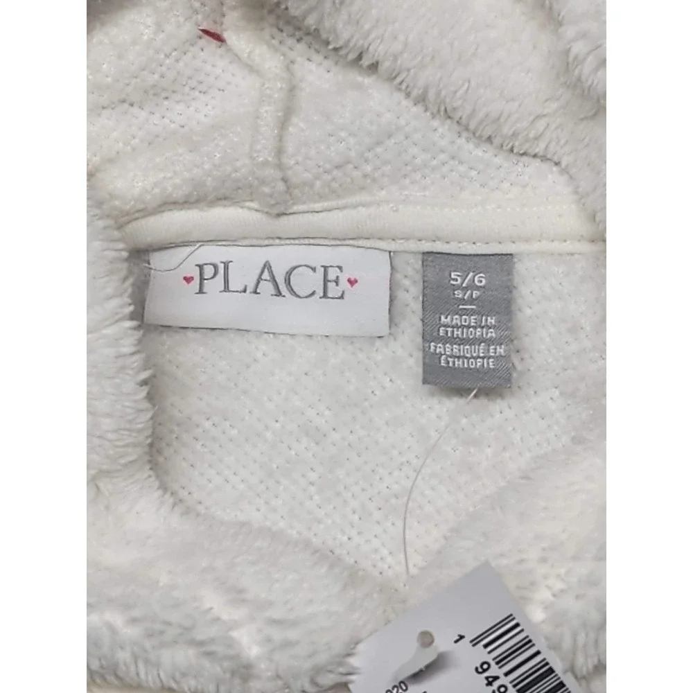 The Children's Place Kids White Snuggly Sherpa Fleece Hoodie Size 5/6 S New
